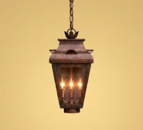 Custom Design -Decorative hanging kitchen island pendant light with a warm glow on a yellow wall