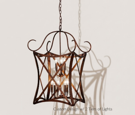Decorative entryway foyer kitchen island pendant light with intricate design on a white background