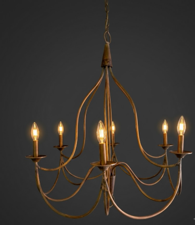 Copper foyer entryway pendant light or chandelier with a grey background