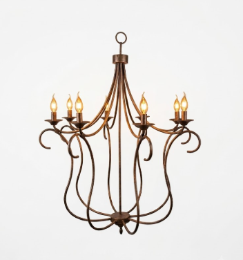 Copper entryway kitchen island pendant light or chandelier with a white wall