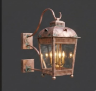 Vintage-style wall-mounted  entryway light  lantern with glass cover on a dark background