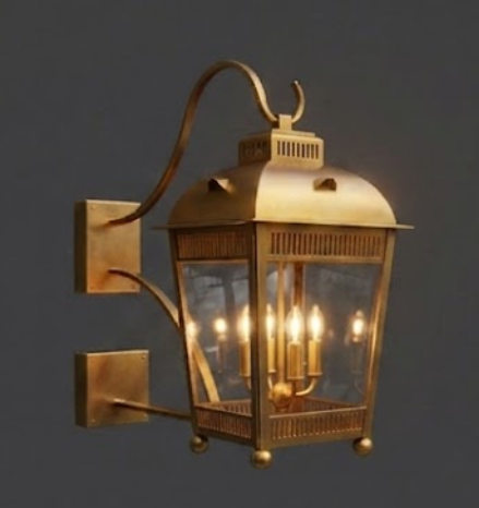 Vintage-style wall-mounted  entryway light  lantern with glass cover on a dark background