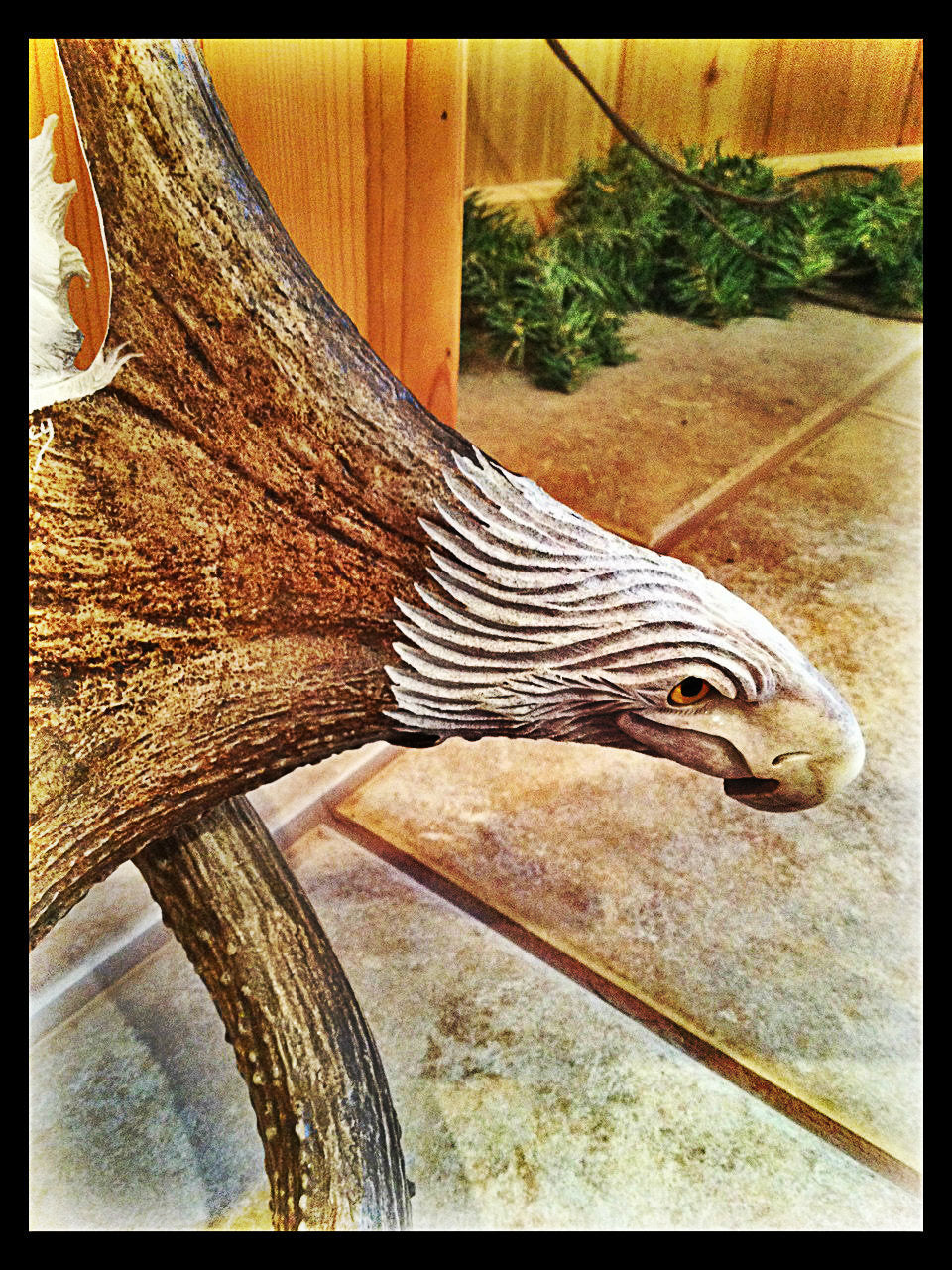 Eagle Watchful Eyes Antler Carving