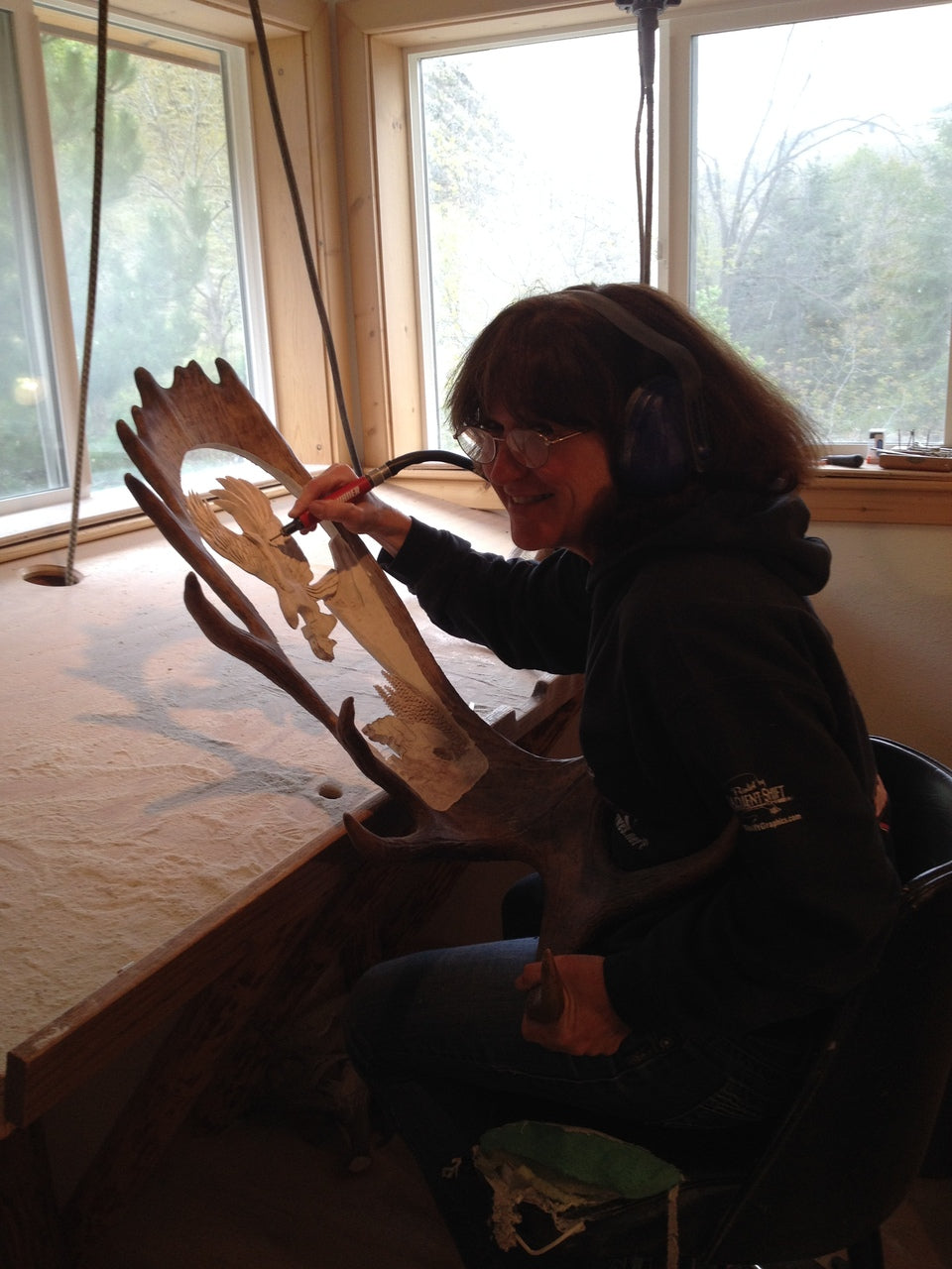 Naturally Wild Antler Carving w/Eagle Head