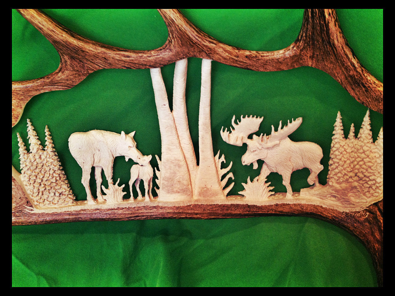 Moose Family Antler Carving