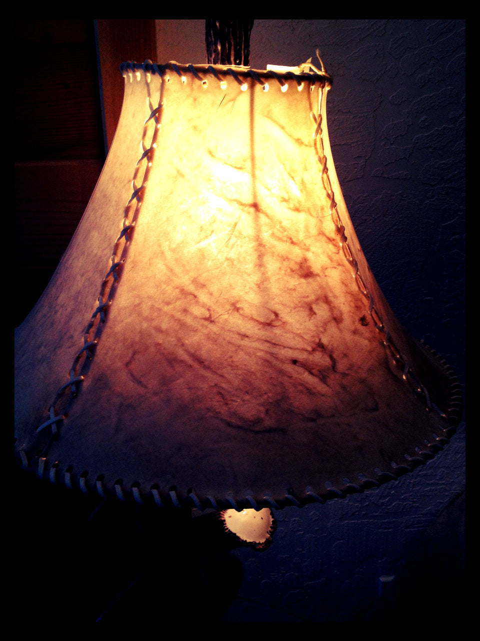 Mule Deer Antler Mantle Lamp w/ Rawhide Shade