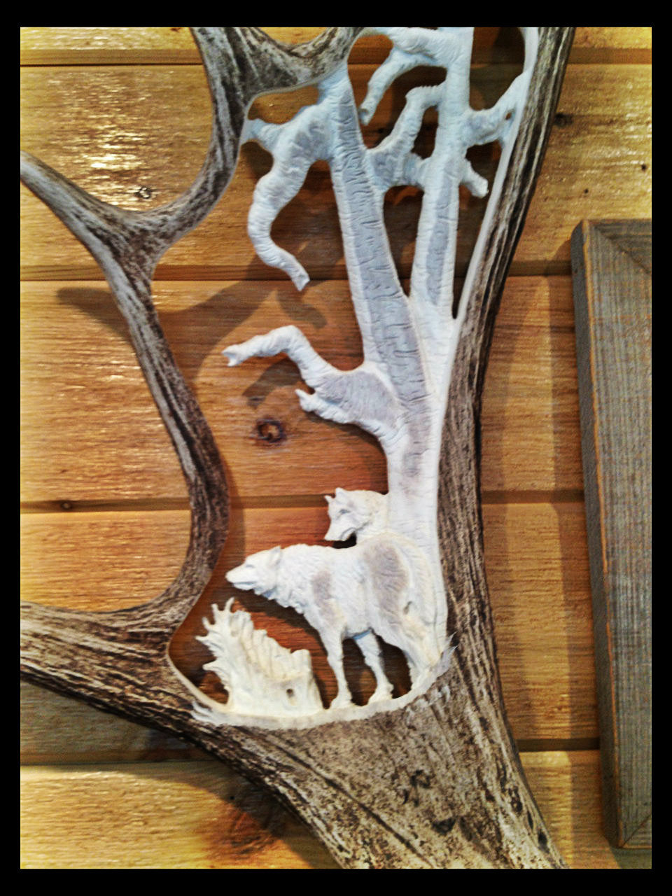 Wolf Spirit Hollow Antler Carving