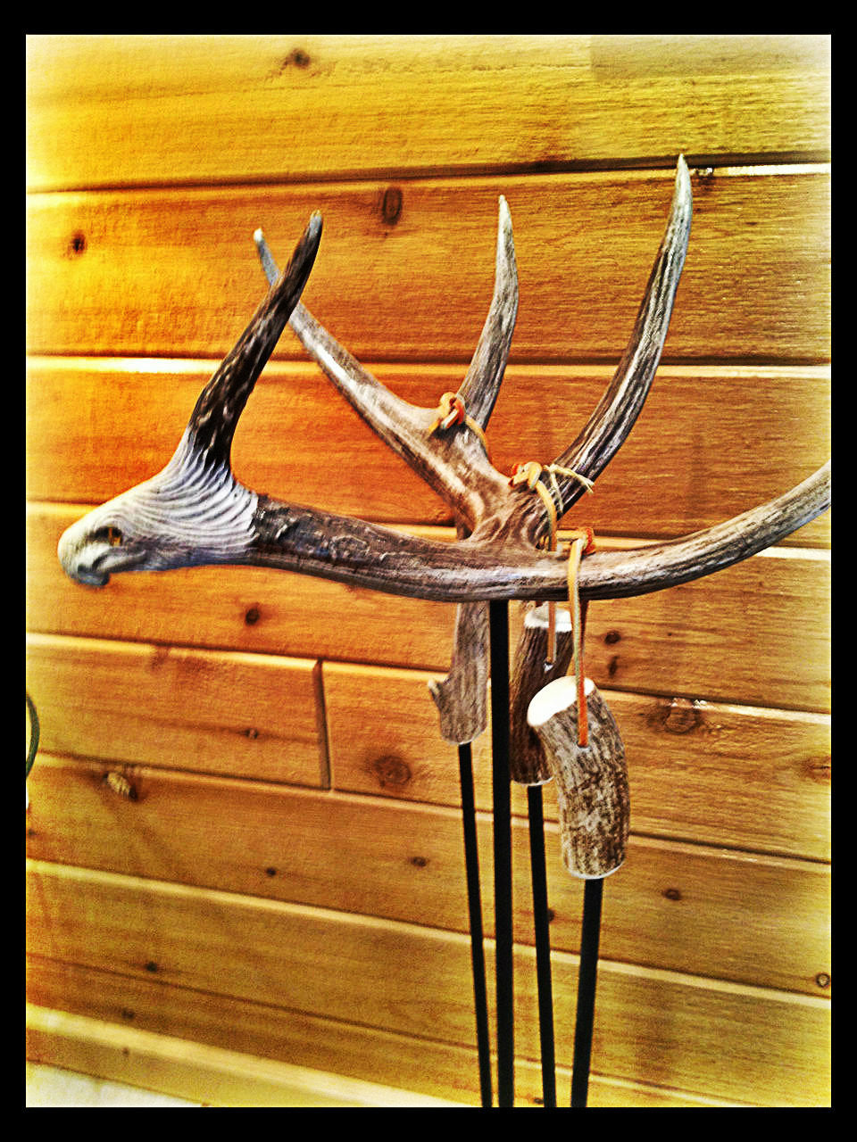 Antler selling fireplace tools set