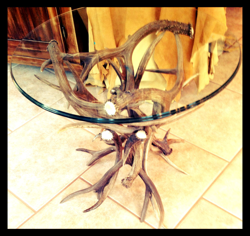 Mule Deer Antler End Table