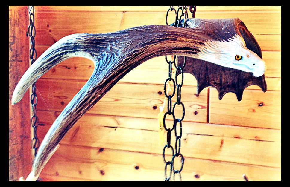 Soaring Eagle Antler Carving