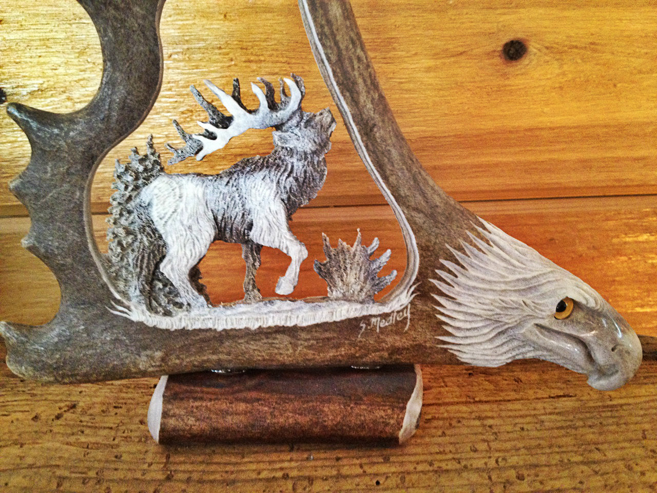 Wild Elk Antler Carving