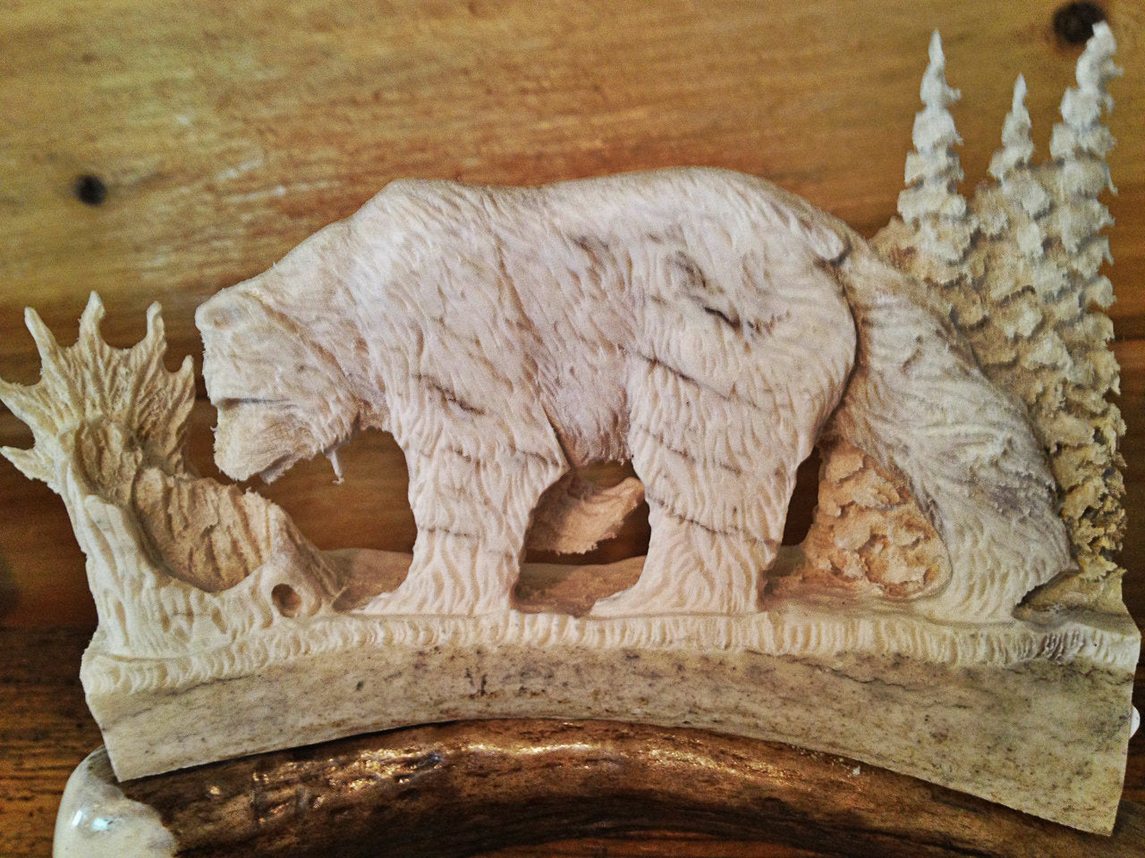 Brown Bear Antler Carving