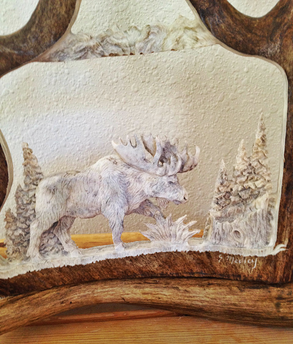 Bull Moose Antler Carving