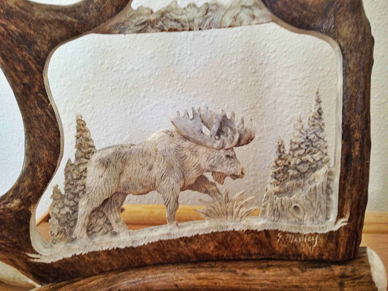 Bull Moose Antler Carving
