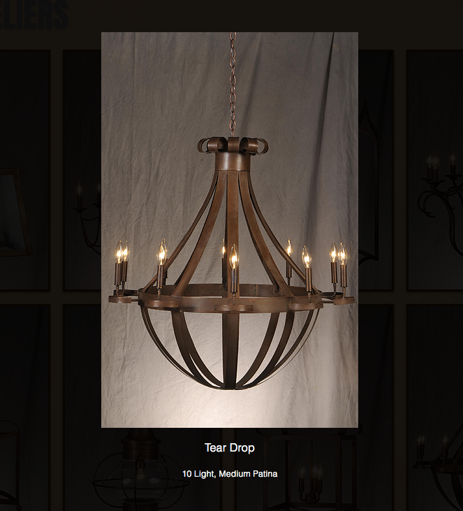 St. James Tear Drop Copper Chandelier