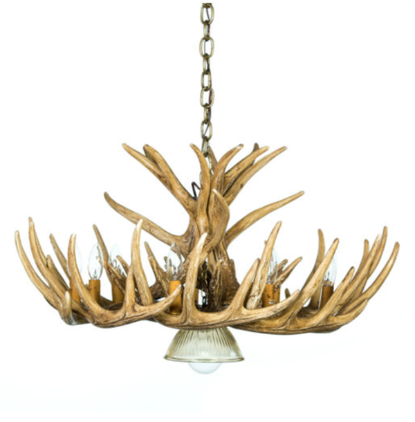 Blue Mounds Faux Deer Antler Chandelier, 32"W x 14"T