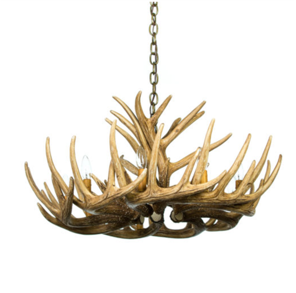 Blue Mounds Faux Deer Antler Chandelier, 32"W x 14"T