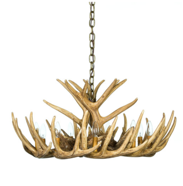 Blue Mounds Faux Deer Antler Chandelier, 32"W x 14"T