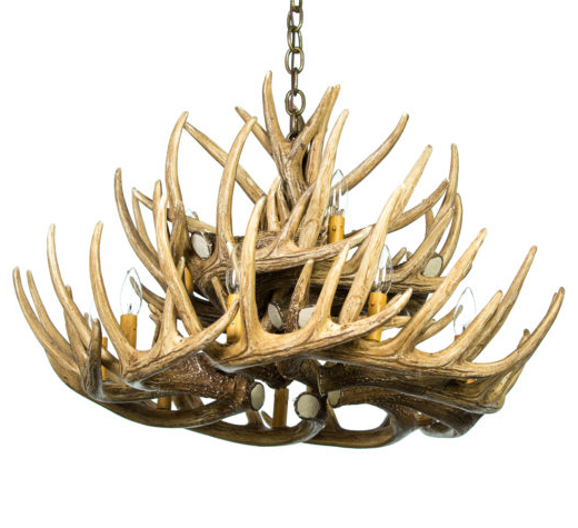 Monarch Faux Deer Antler Chandelier, 32"W by 20"T