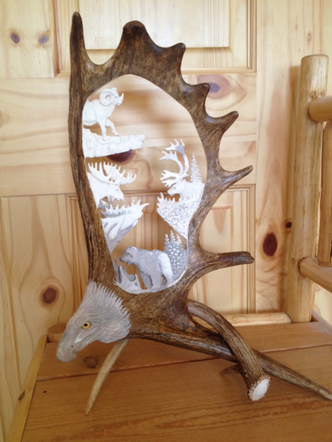 Alaska Big 4 Antler Carving