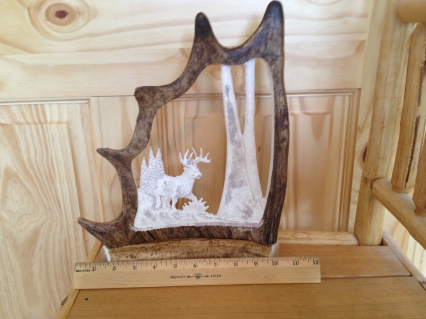 Running Deer or Caribou Antler Carving
