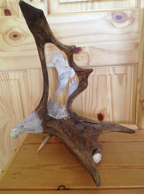 Flying Eagle Antler Carving