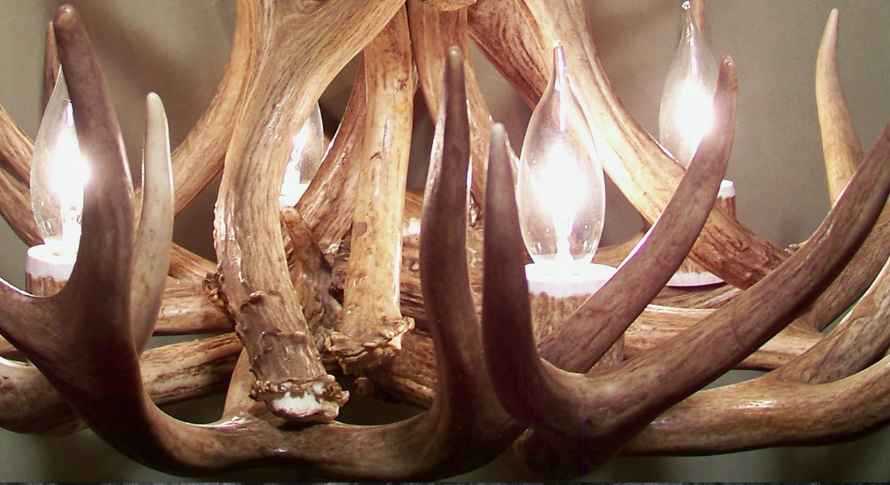 Lochsa Wilderness Deer Antler Chandelier, 23" W x 20" T, 2 tier 7 lights