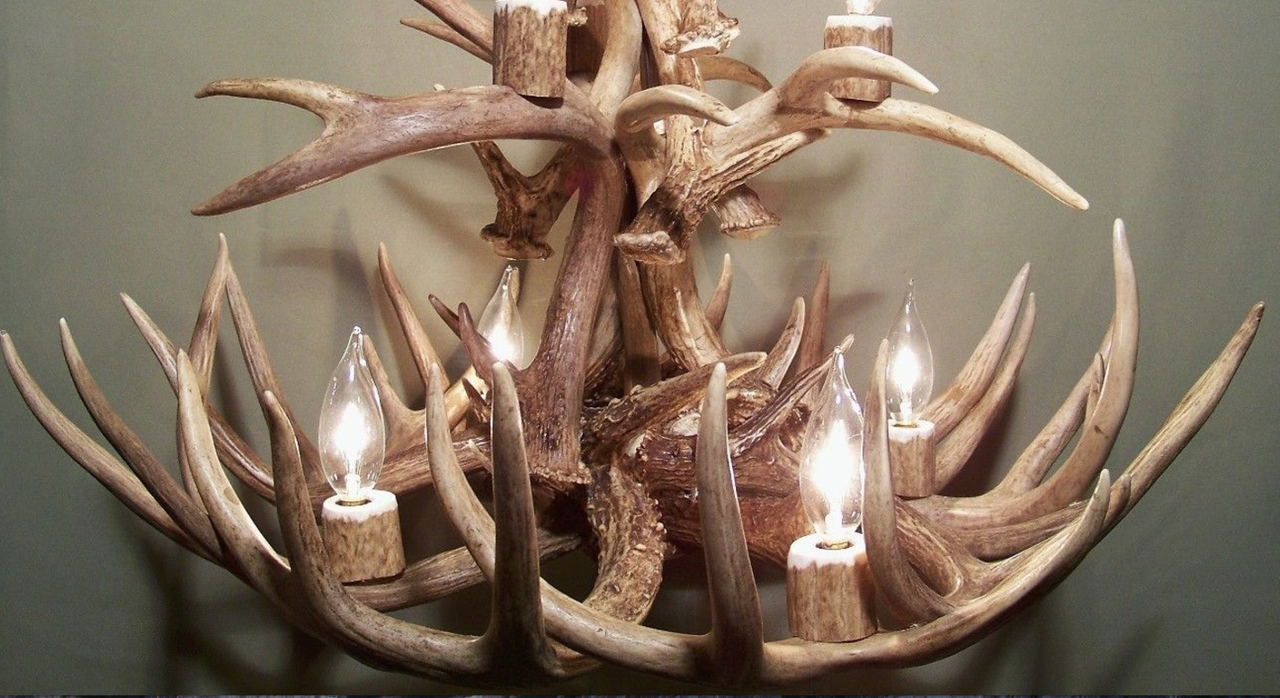 Lochsa Wilderness Deer Antler Chandelier, 23" W x 20" T, 2 tier 7 lights