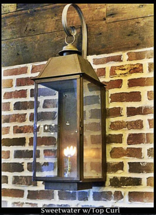 St. James Sweetwater Copper Lantern With Top Curl