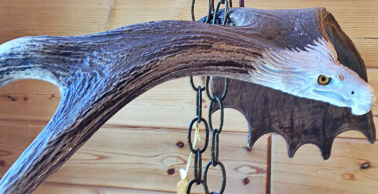 Soaring Eagle Antler Carving