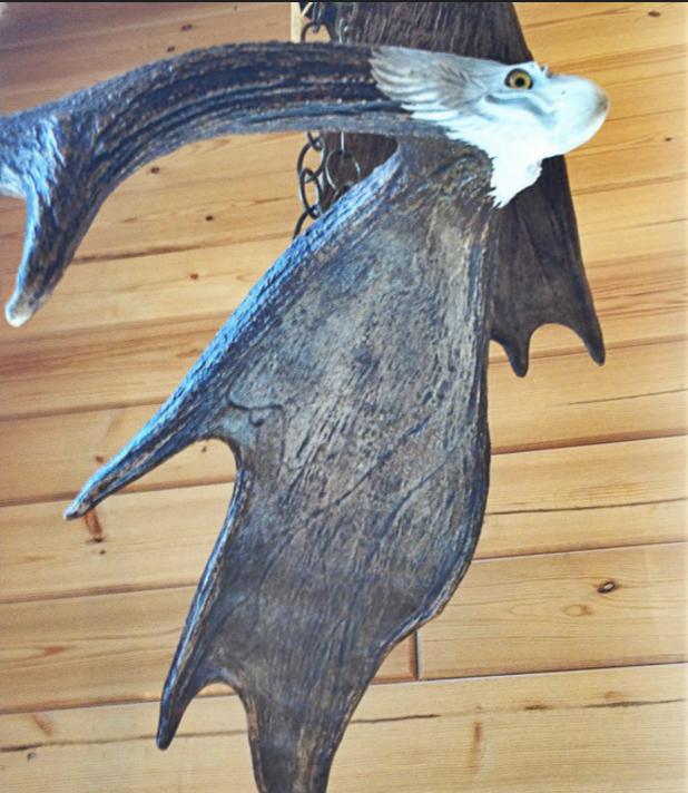Soaring Eagle Antler Carving