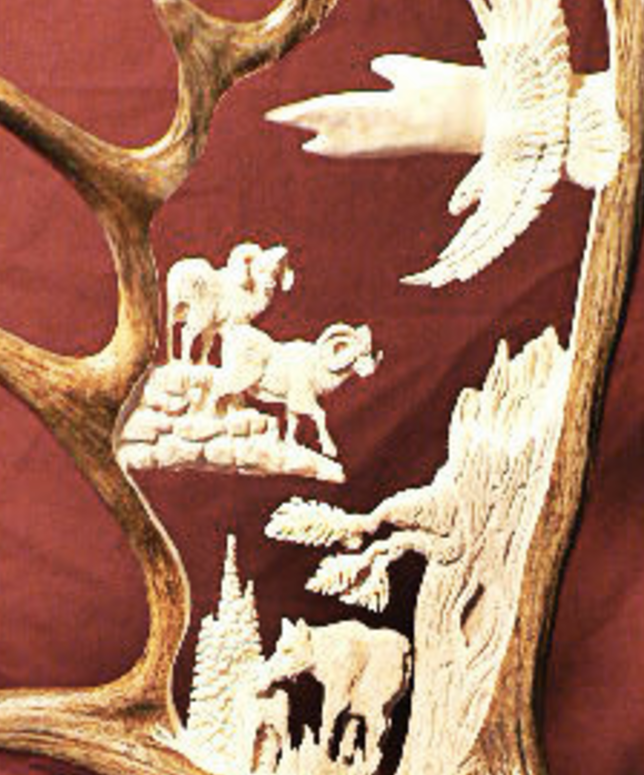 Naturally Wild Antler Carving w/Eagle Head