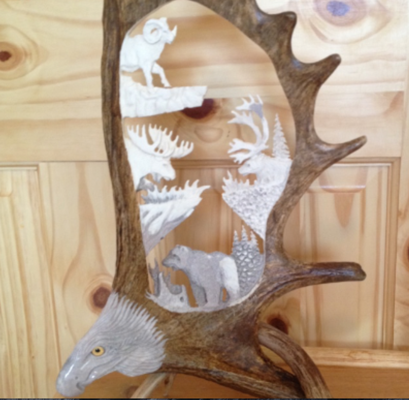 Alaska Big 4 Antler Carving