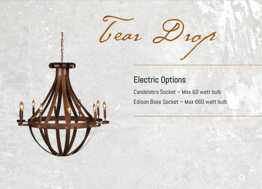 St. James Tear Drop Copper Chandelier