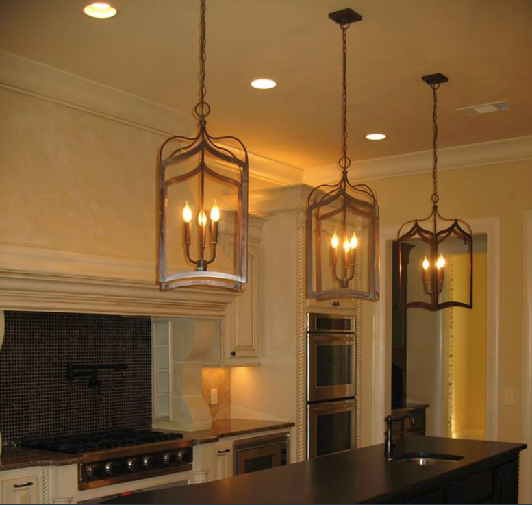 Rustic pendant lighting for 2025 kitchen island