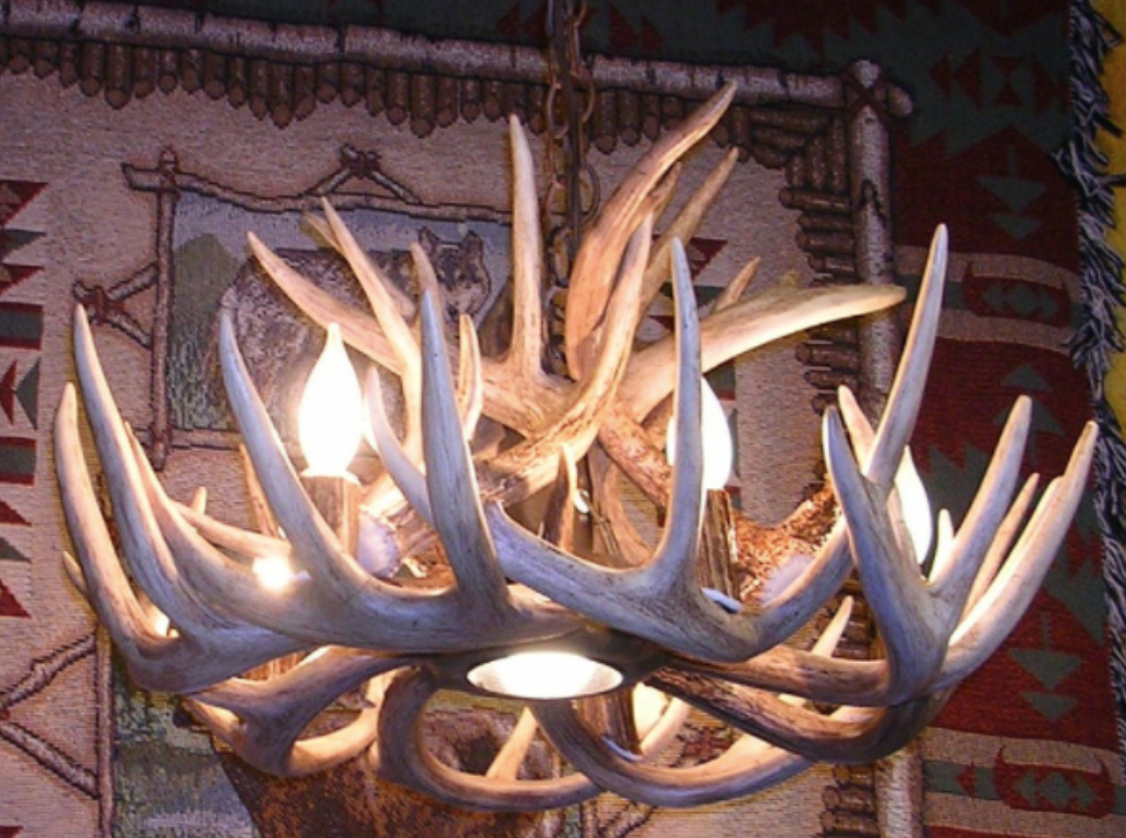 North Dakota Deer Antler Chandelier, 22" W x 15" T, 5 Lights