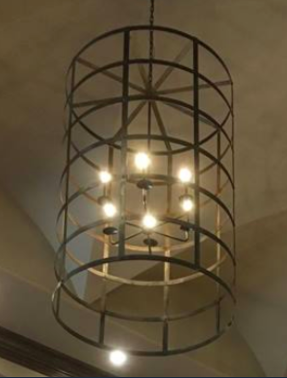 Round Steel Cylinder Chandelier Pendant Kitchen Island Lighting