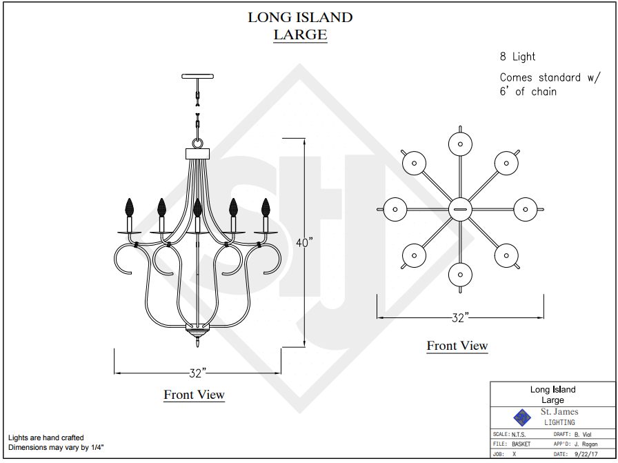 St. James Long Island Kitchen Island Light
