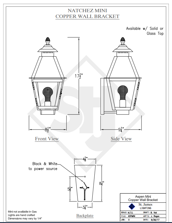 St. James Natchez Copper Lantern