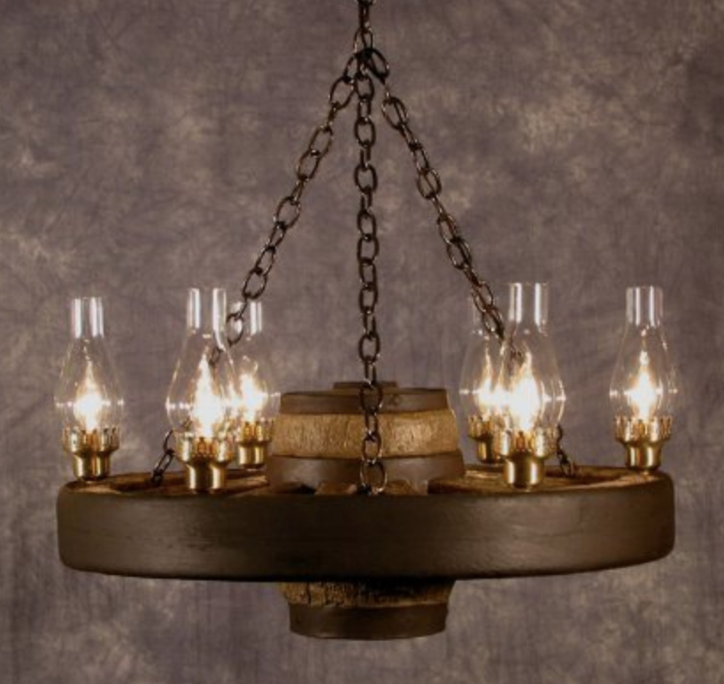 Move 'Em Out! Wagon Wheel Rustic Chandelier, 30"W x 12"T