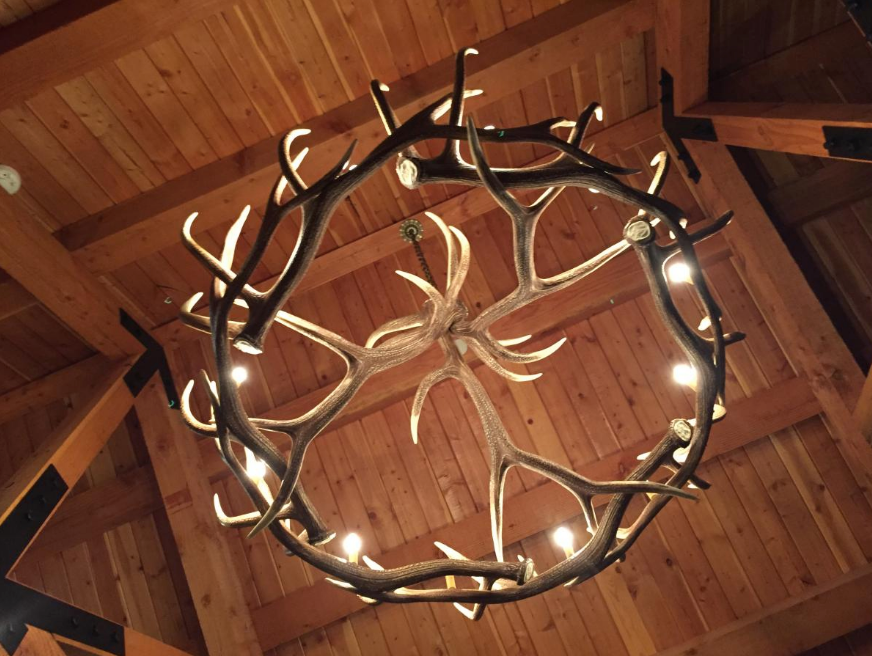 Stanley Faux Elk Antler Chandelier, 60"W x 32"T