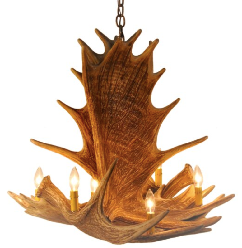 Denali Faux Moose Antler Chandelier, 32"W x 28"T