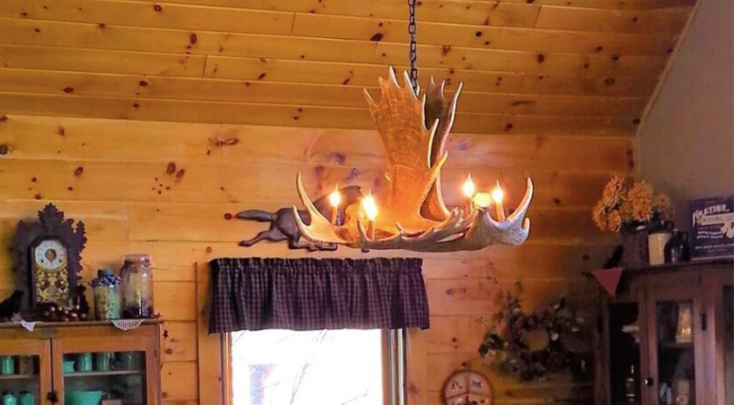 Denali Faux Moose Antler Chandelier, 32"W x 28"T