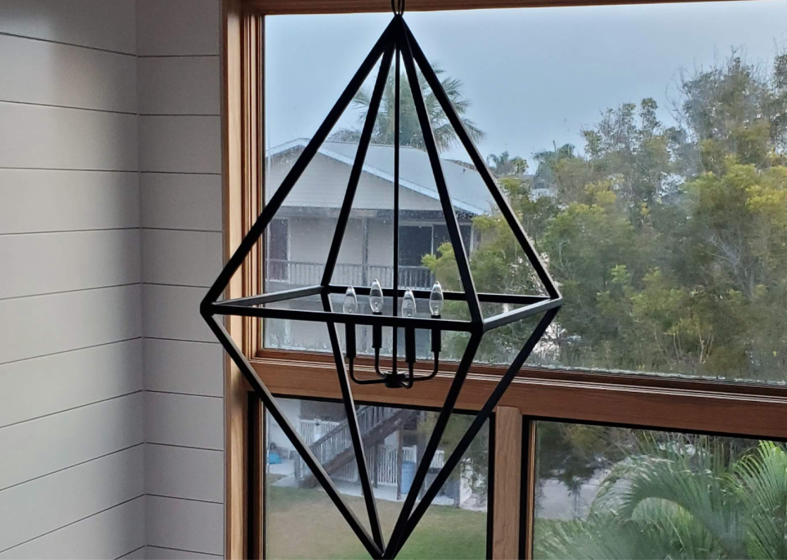 Steel Triangular Pendant Chandelier Light Fixture