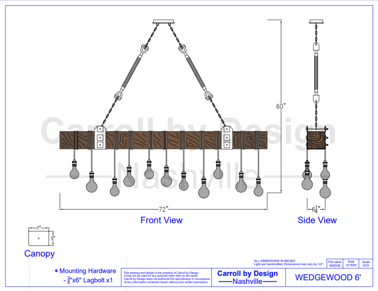 In Stock - Wedgewood Wood Beam Chandelier