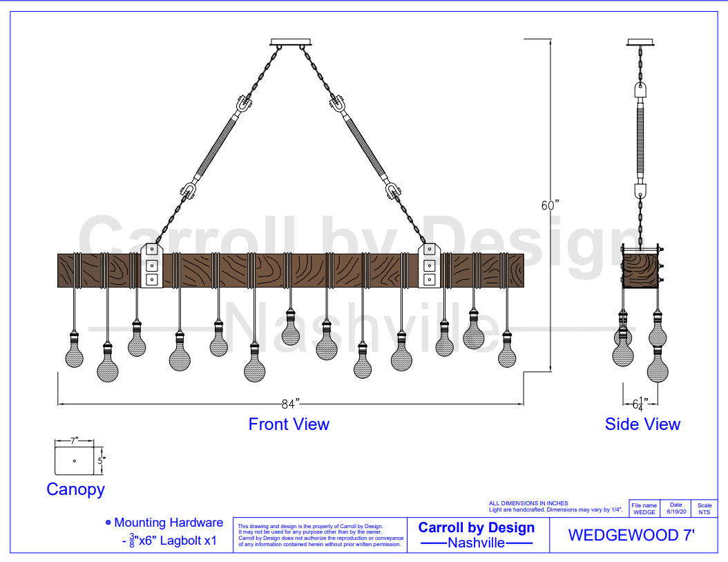 In Stock - Wedgewood Wood Beam Chandelier