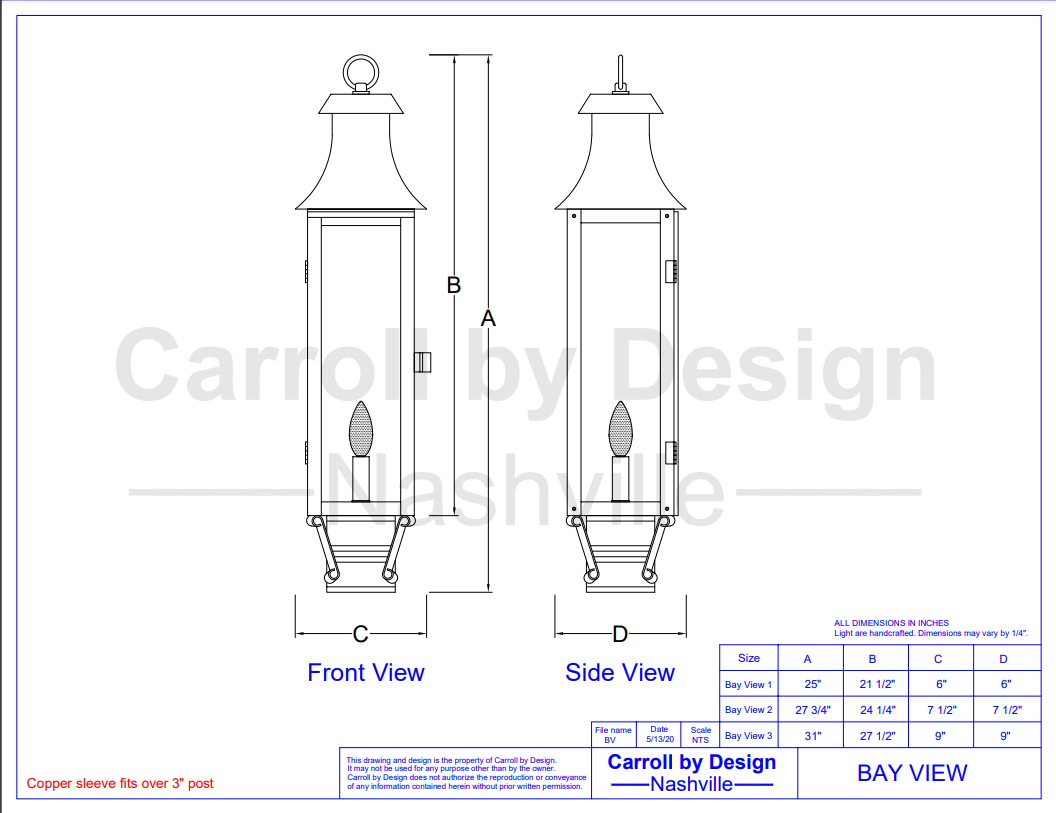 Bay View Copper Lantern