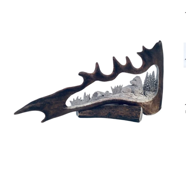 Lone Wolf Antler Carving