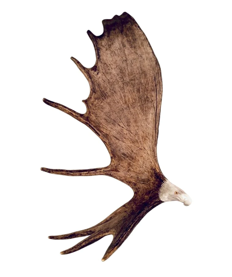 Soaring Eagle Antler Carving, Wall