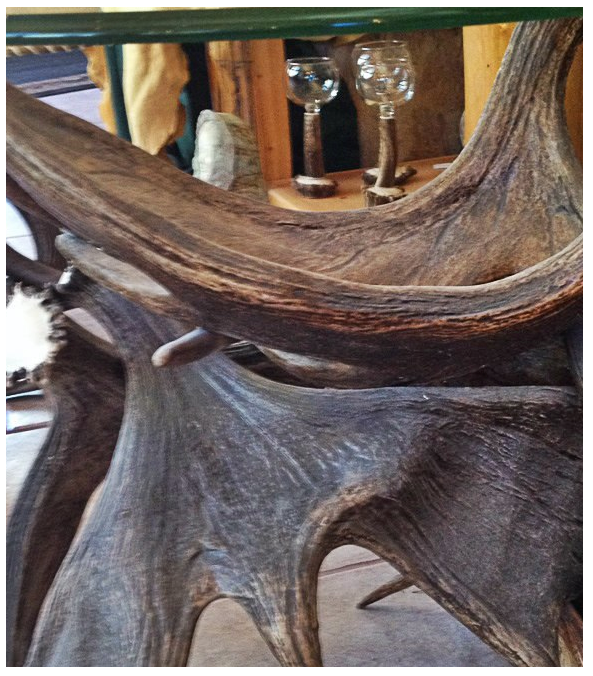 Moose Antler End Table w/Glass